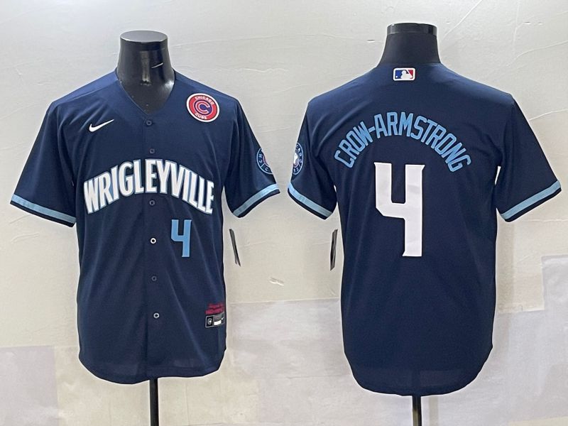 Men Chicago Cubs #4 Crow-Armstrong Dark Blue City Edition 2025 Nike MLB Jersey style 15->chicago cubs->MLB Jersey
